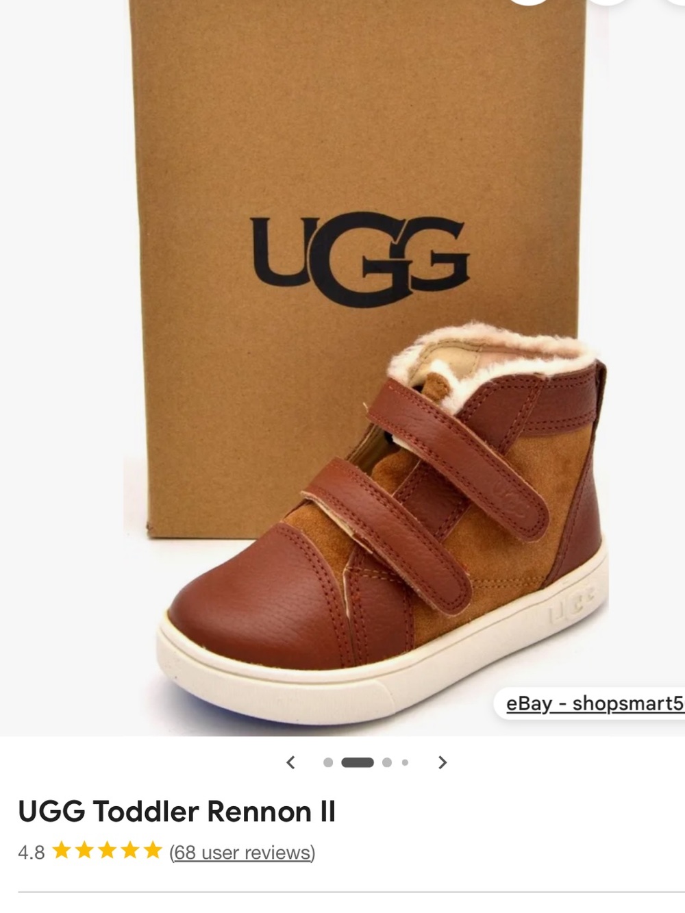 UGG Kids Rennon II Chestnut/Tan Shearling-Trim Sneaker Boot